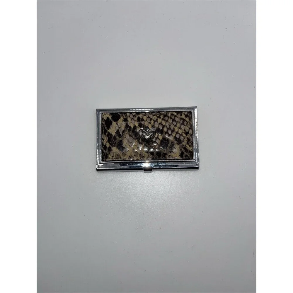 Brighton Snake Skin Business Card Holder Mirror Case Heart